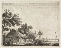 TvB G 2668
<br/>
Landschap met boerderij en hooiberg (no. 1 uit een serie van 12 nederlandse dorps- & rivier gezichten)
<br/>
<em>Schwegman, Hendrik (1761-1816)</em>